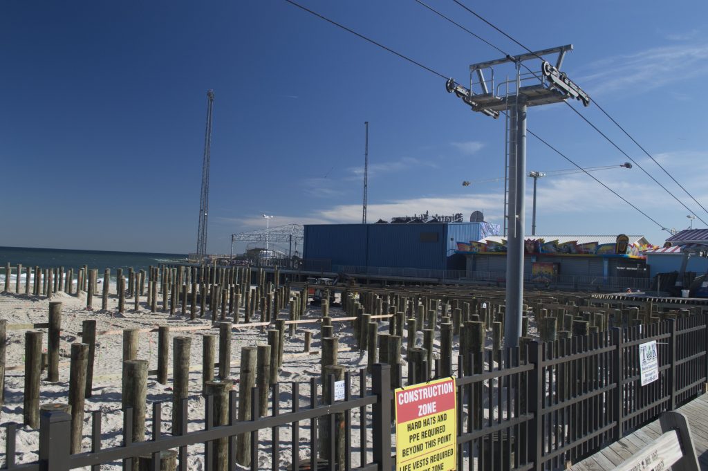 Construction on the expansion of Casino Pier, mid-October, 2016. (Photo: Daniel Nee)