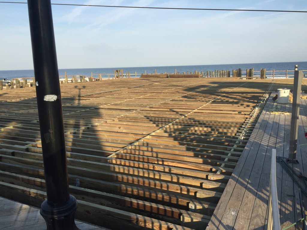 Construction on the Casino Pier expansion during the first week of November 2016. (Photo: Daniel Nee)