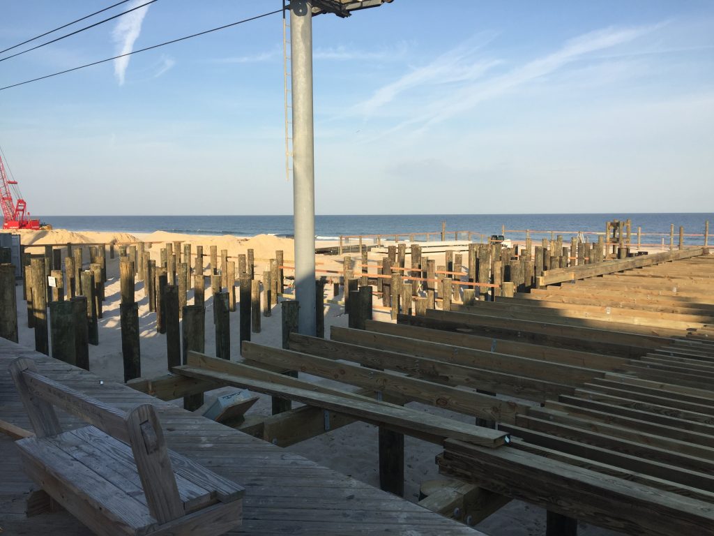 Construction on the Casino Pier expansion during the first week of November 2016. (Photo: Daniel Nee)