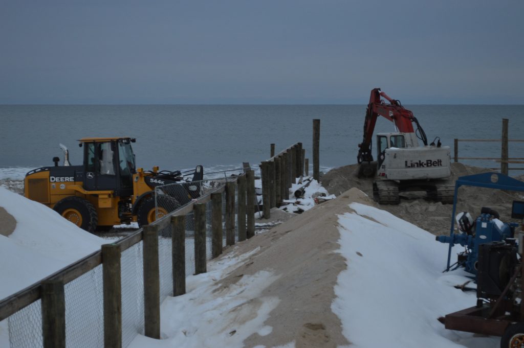 Construction work on the Casino Pier expansion, Jan. 9, 2017. (Photo: Daniel Nee)