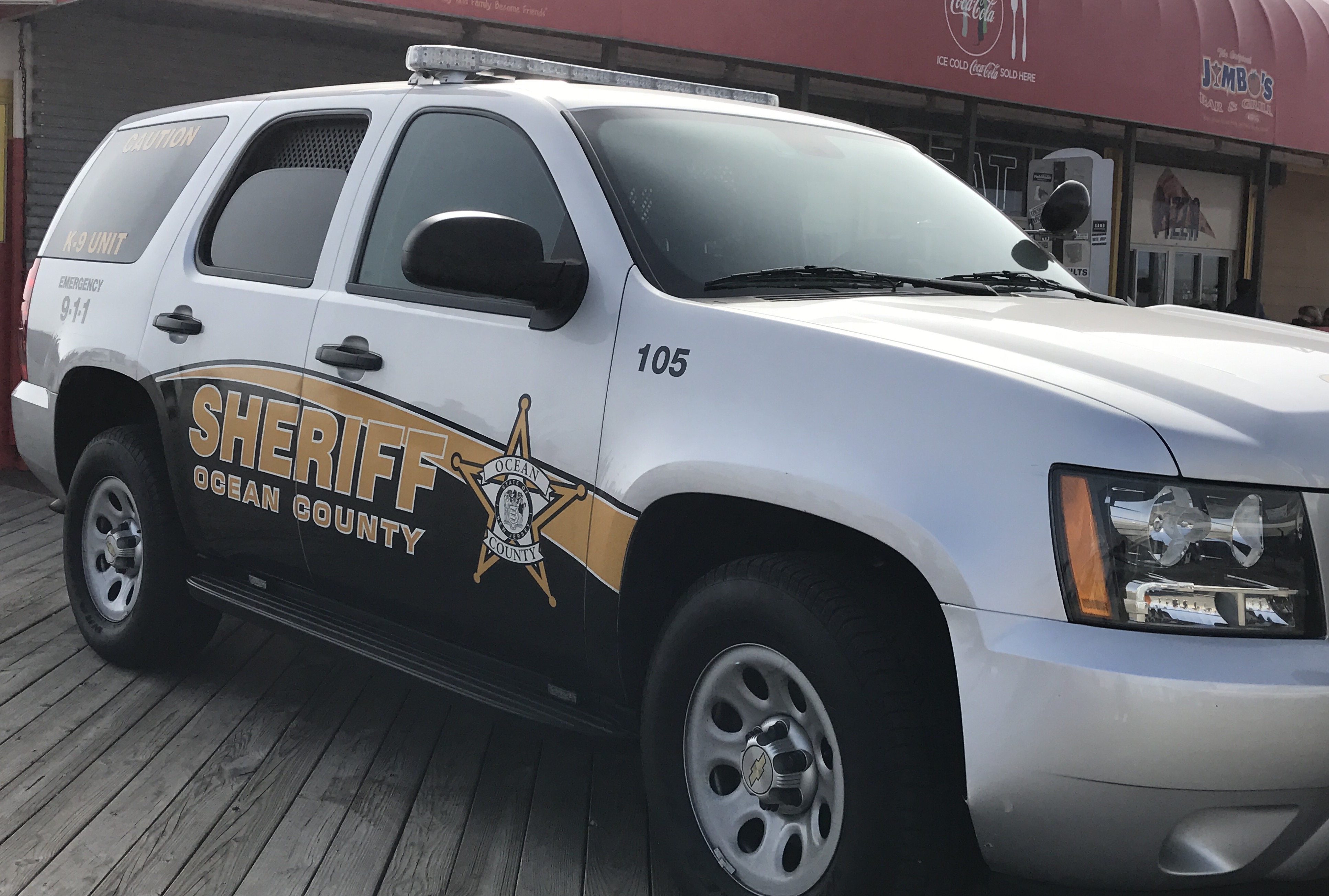 An Ocean County Sheriff's Department vehicle on the Seaside Heights boardwalk. (Photo: Daniel Nee)