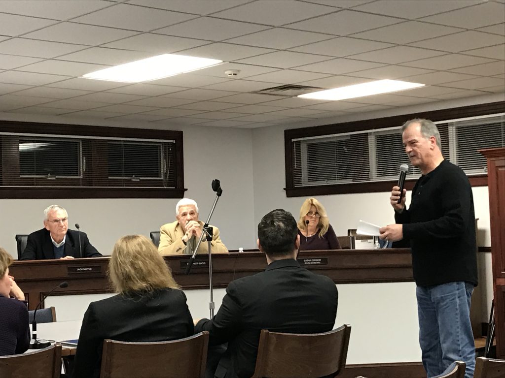A member of the public questions the applicant behind a "nano brewery" proposed in Seaside Park. (Photo: Daniel Nee)