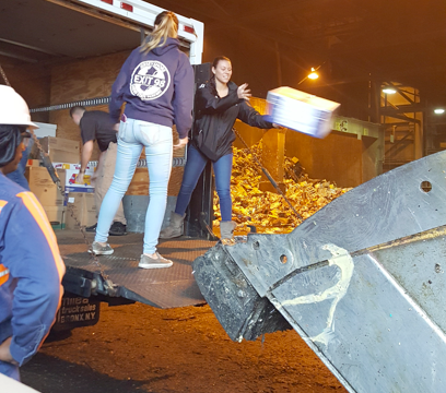 Det. Shadiack (bending over) works in vain to keep up with OCPO interns Eva Vastardis (Black Jacket) and Erika Pettersen (Blue sweatshirt) (Photo: OCPO)