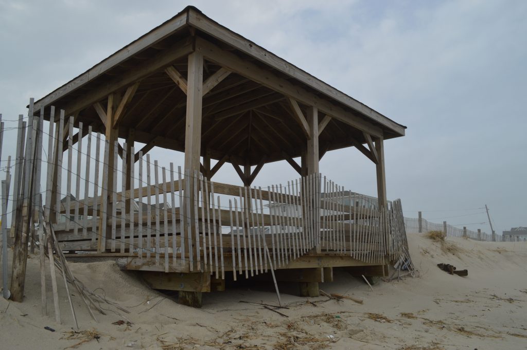 Debris and erosion at the Elizabeth Avenue beach in Lavallette. (Photo: Daniel Nee)