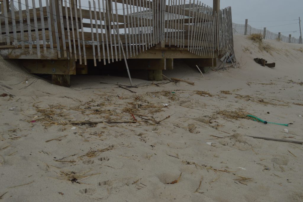 Debris and erosion at the Elizabeth Avenue beach in Lavallette. (Photo: Daniel Nee)