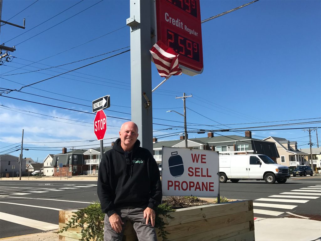 Paul Kelly in front of Kelly's Sea-Bay Service Station, Ortley Beach, N.J. (Photo: Daniel Nee)