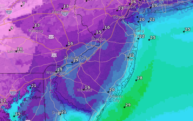 Wind speeds expected on Tuesday. (Credit: NWS)