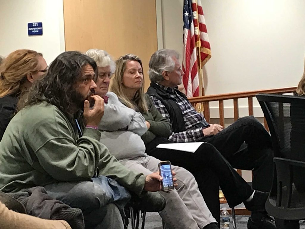 Edward "Lefty" Grimes, in green, at the Dec. 18, 2017 borough council meeting. (Photo: Daniel Nee)