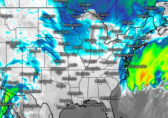The EURO model showing a coastal storm off New Jersey, Jan. 3-4, 2017. (Credit: NWS)