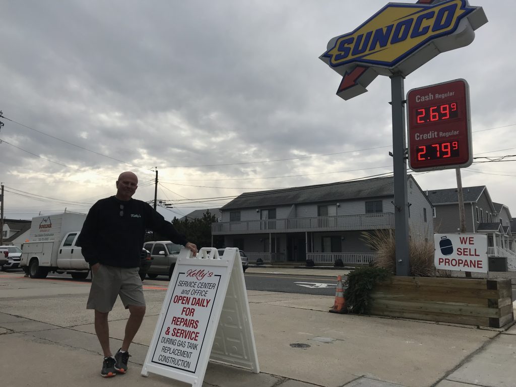 Paul Kelly in front of Kelly's Sea-Bay Sunoco station. (Photo: Daniel Nee)