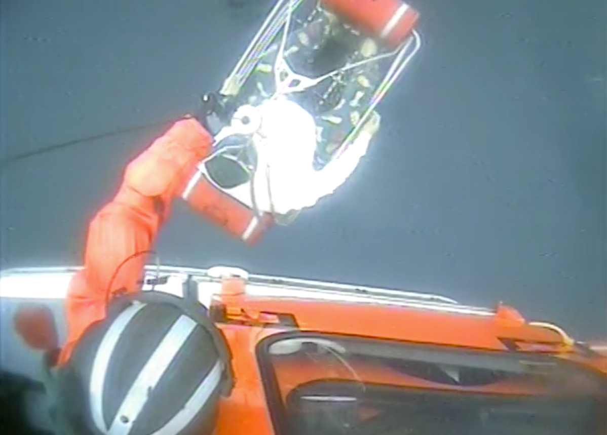 The Coast Guard medevaced a 51-year-old man approximately 65 miles of Atlantic City, New Jersey, Sunday. The man was reported to be experiencing difficulty breathing. (US Coast Guard video)