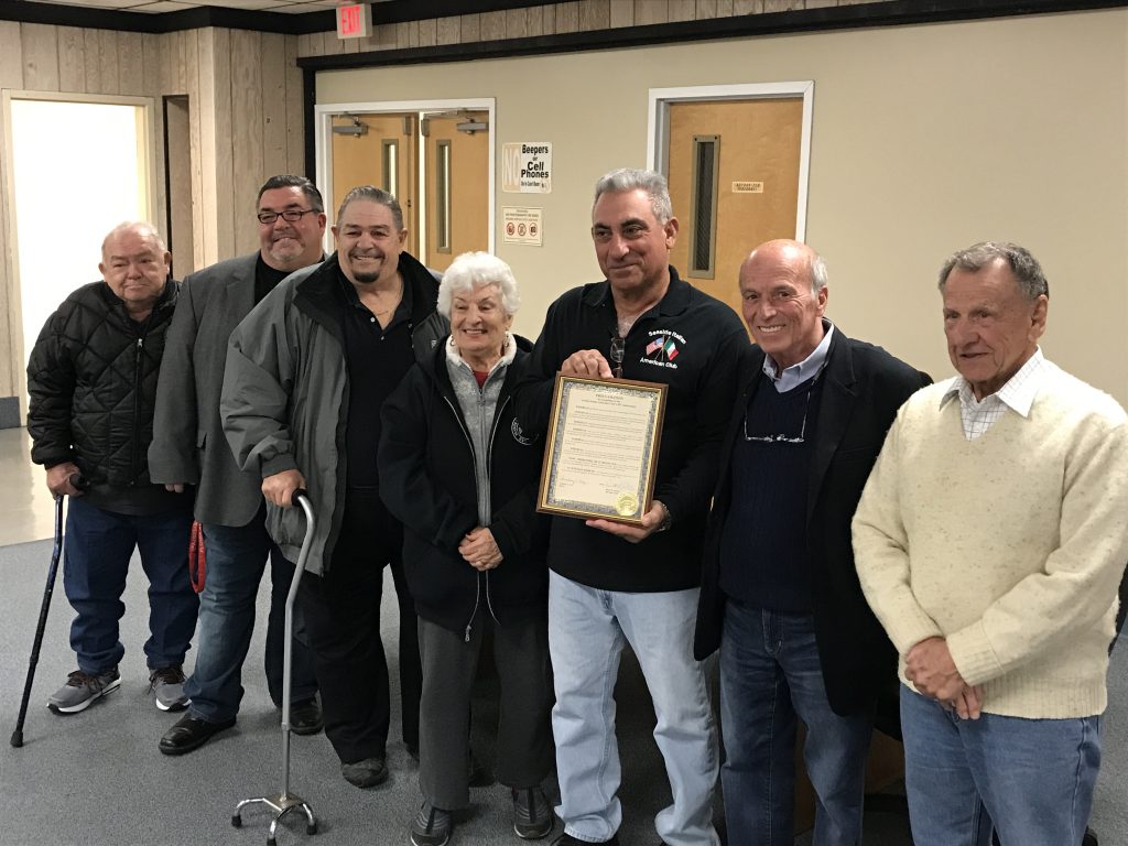 Mayor Anthony Vaz honors the Seaside Heights Italian-American Club. (Photo: Daniel Nee)
