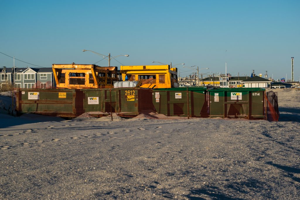 Equipment on the beach in Seaside Park as replenishment work is about to restart, Dec. 18, 2018. (Photo: Daniel Nee)