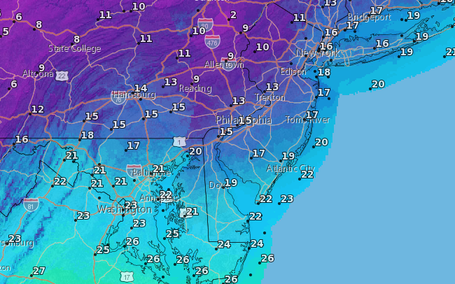 High temperatures for Thursday. (Credit: NWS)