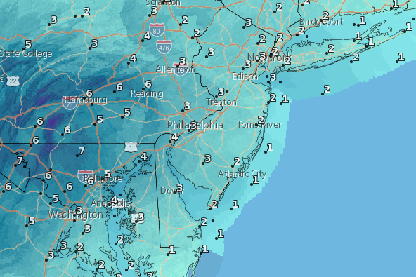 Snow expected across the region, Feb. 20, 2019. (Credit: NWS)
