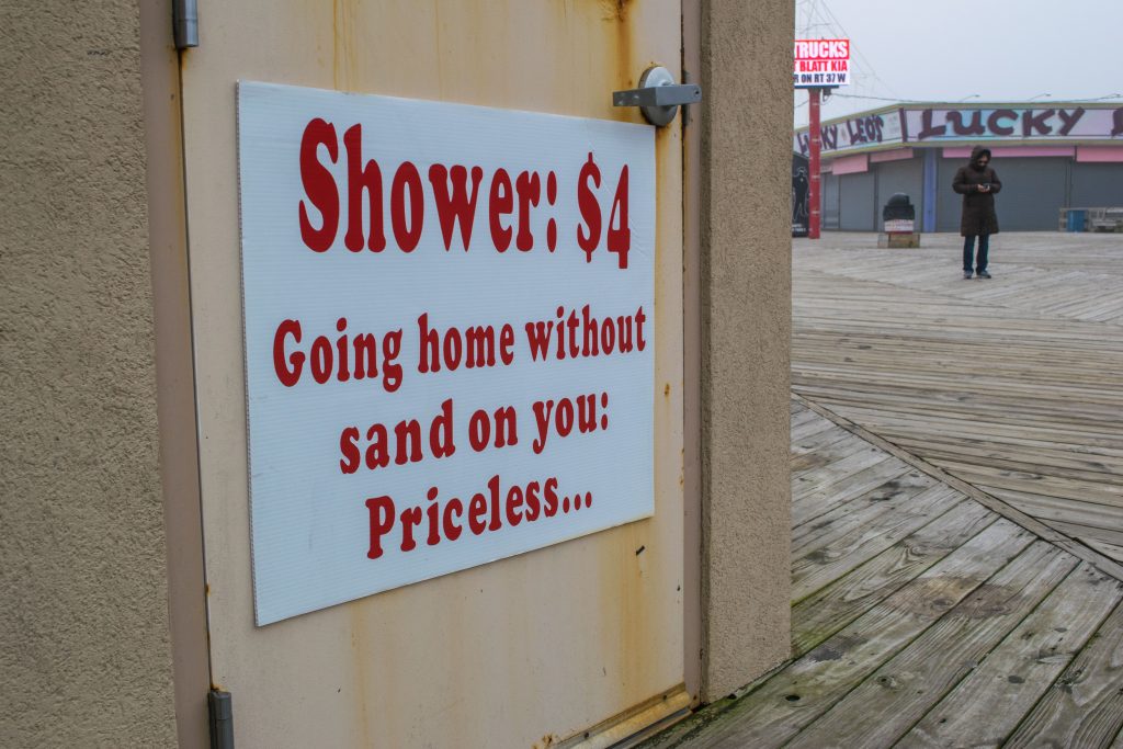 The Seaside Heights boardwalk hot shower concession. (Photo: Daniel Nee)