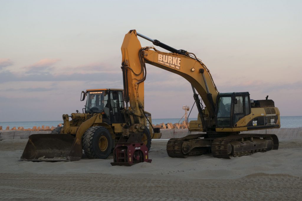 Construction of a sea wall in Point Pleasant Beach, N.J., Jan. 2020