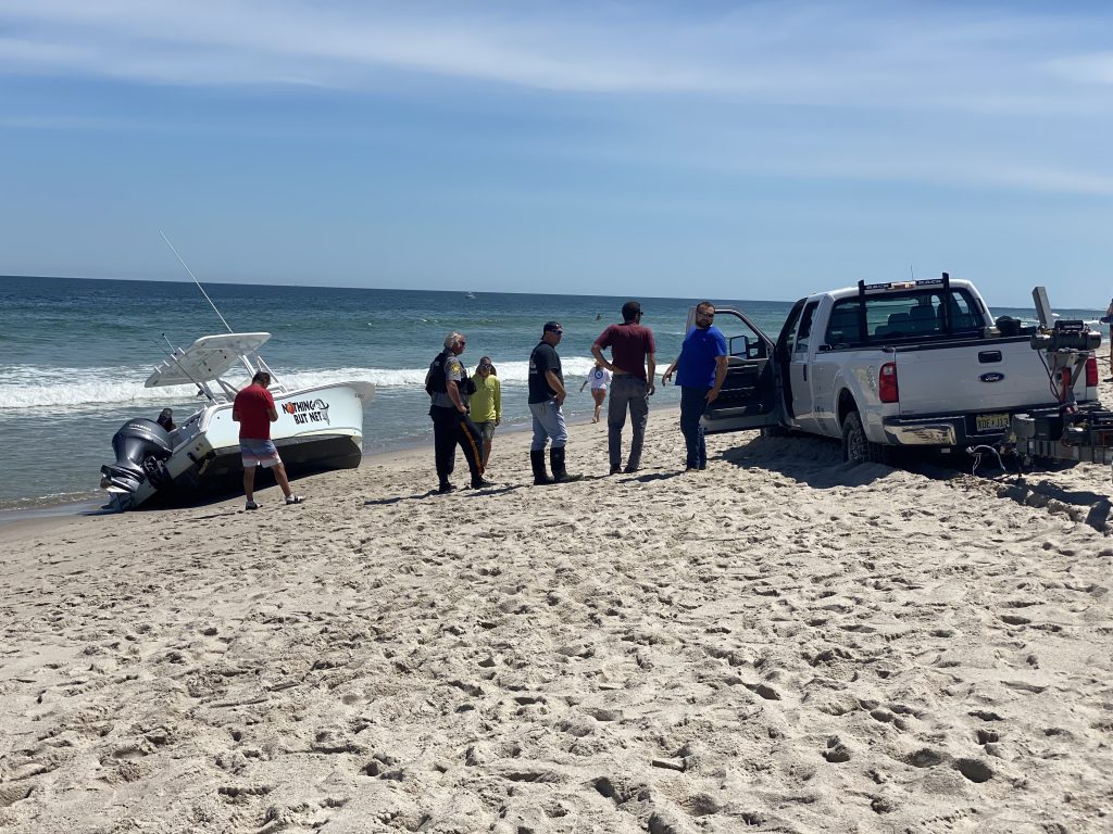 Friends Jay DeBenedict and Robert Riley made it to shore in this boat after being hit by a whale, June 8, 2020. (Photo: Jay DeBenedict)