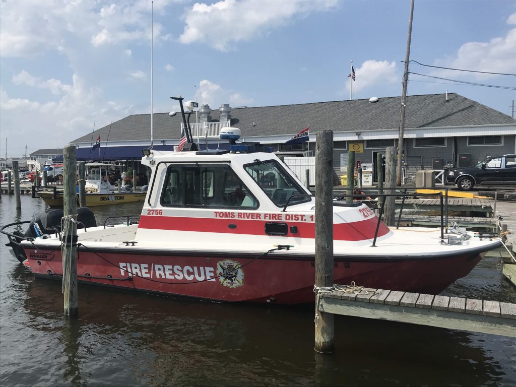 A Toms River fire/rescue boat at Ocean Beach Marina. (Photo: Daniel Nee)