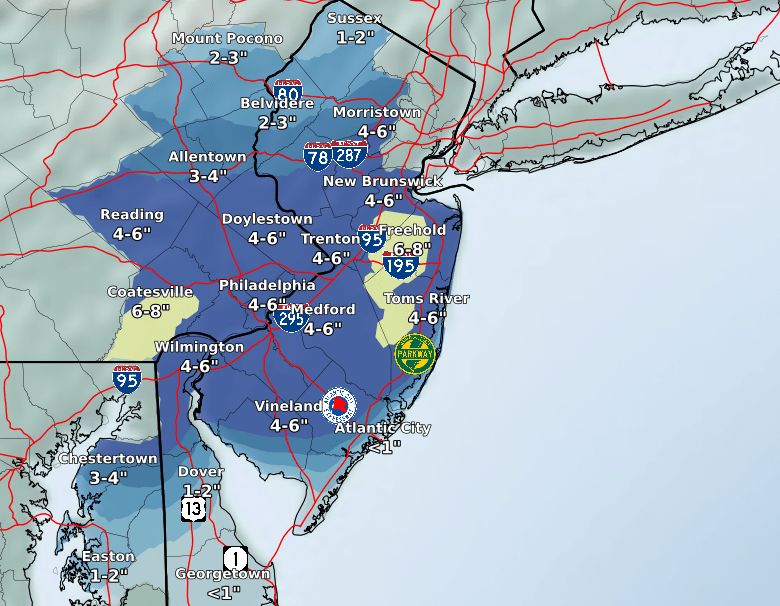 The forecast for the Jan. 31 - Feb. 2, 2021 winter storm. (Credit: NWS)