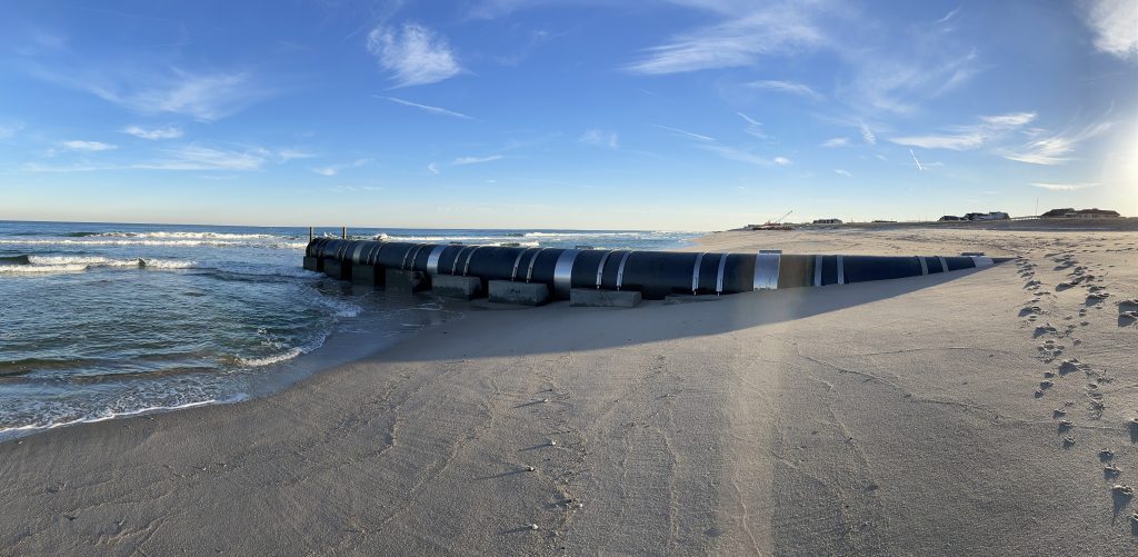 An outfall pipe north of Maryland Avenue in Point Pleasant Beach, exposed from the Feb. 2021 nor'easter. (Photo: Daniel Nee)