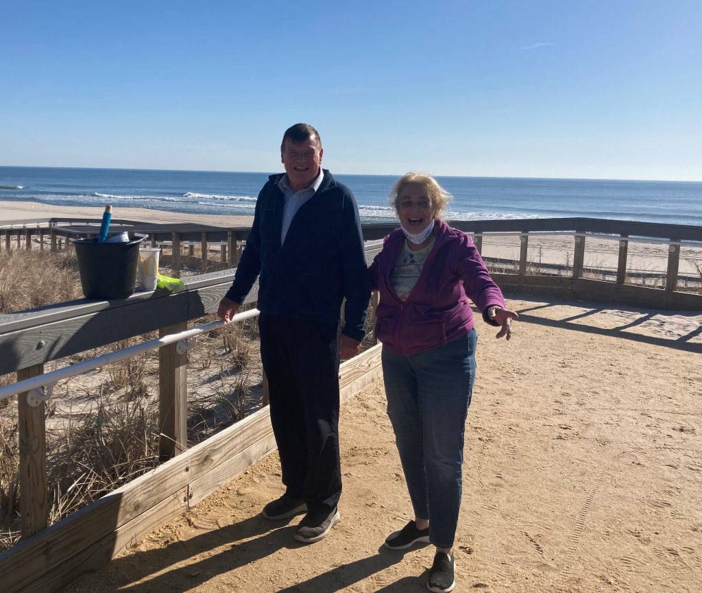 Volunteers plant species at the 7th Avenue beach in Seaside Park, March 27, 2021. (Photo: Bob Hopkins)