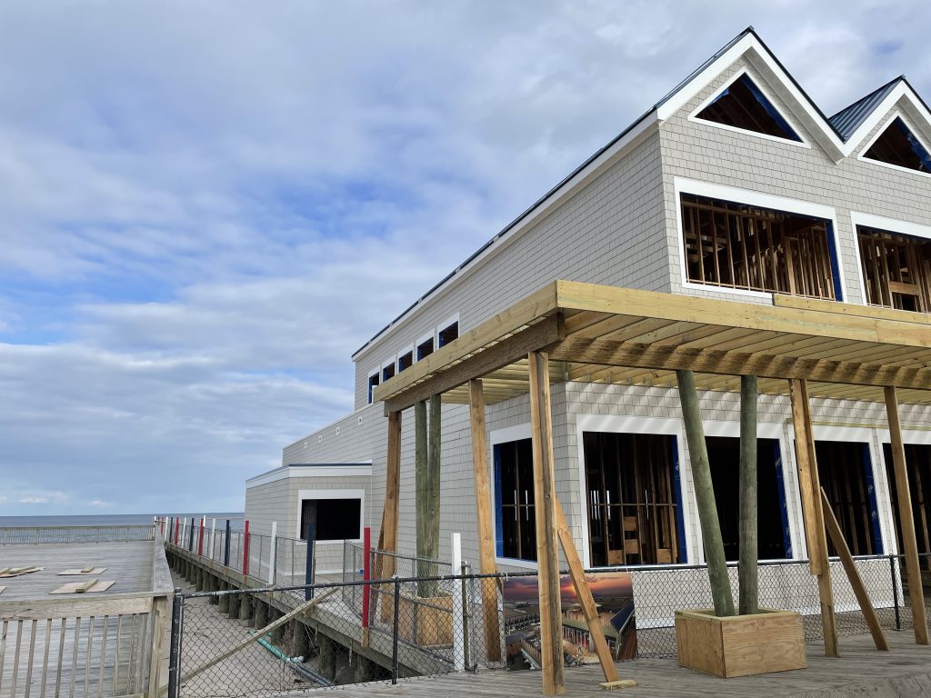 Construction of a beach club and entertainment venue progresses at Dupont Avenue along the Seaside Heights boardwalk, April 2, 2021. (Photo: Daniel Nee)