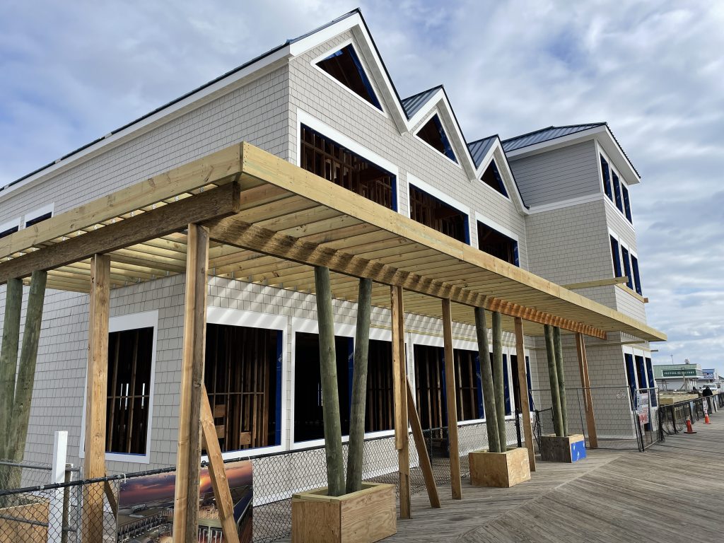 Construction of a beach club and entertainment venue progresses at Dupont Avenue along the Seaside Heights boardwalk, April 2, 2021. (Photo: Daniel Nee)
