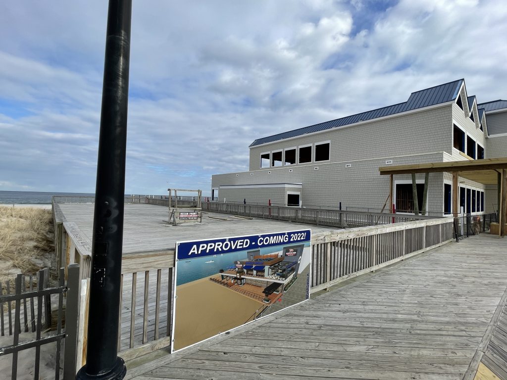 Construction of a beach club and entertainment venue progresses at Dupont Avenue along the Seaside Heights boardwalk, April 2, 2021. (Photo: Daniel Nee)