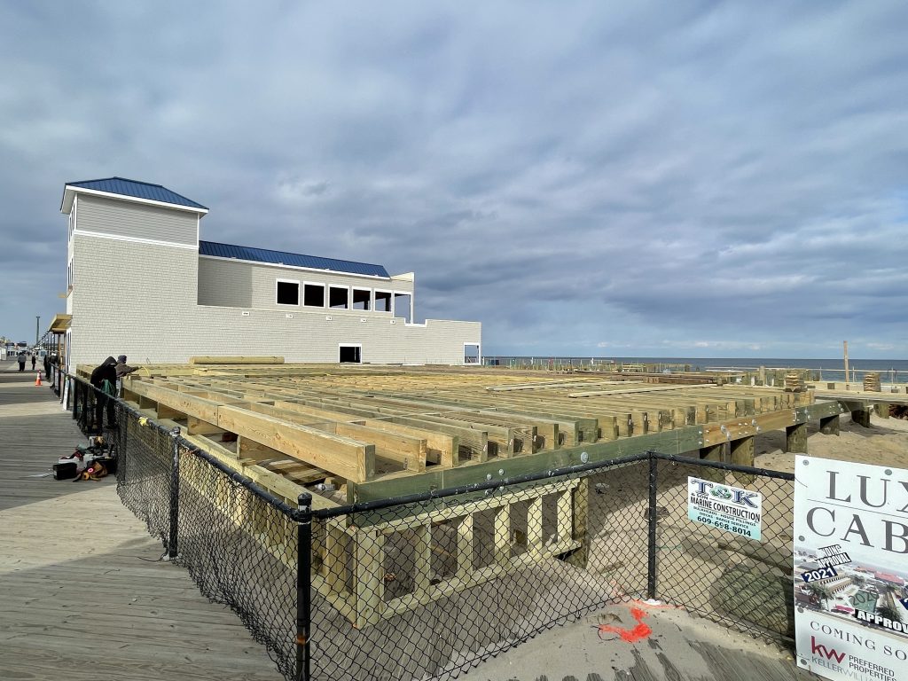 Construction of a beach club and entertainment venue progresses at Dupont Avenue along the Seaside Heights boardwalk, April 2, 2021. (Photo: Daniel Nee)