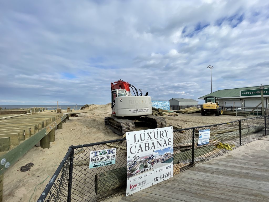 Construction of a beach club and entertainment venue progresses at Dupont Avenue along the Seaside Heights boardwalk, April 2, 2021. (Photo: Daniel Nee)