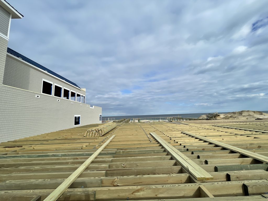 Construction of a beach club and entertainment venue progresses at Dupont Avenue along the Seaside Heights boardwalk, April 2, 2021. (Photo: Daniel Nee)