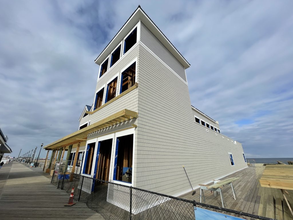 Construction of a beach club and entertainment venue progresses at Dupont Avenue along the Seaside Heights boardwalk, April 2, 2021. (Photo: Daniel Nee)