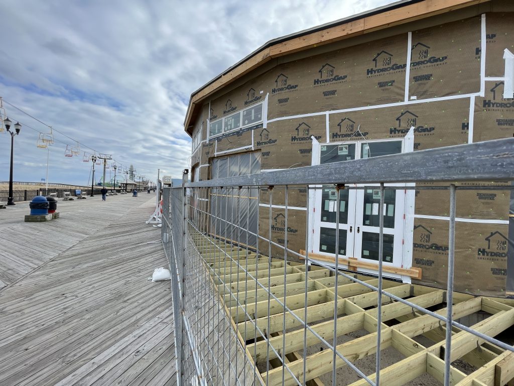 Construction of the future home of the historic Seaside Heights carousel building and boardwalk museum moves along, April 2, 2021. (Photo: Daniel Nee)