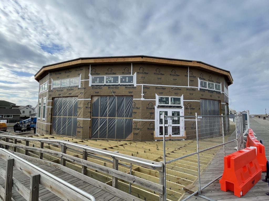 Construction of the future home of the historic Seaside Heights carousel building and boardwalk museum moves along, April 2, 2021. (Photo: Daniel Nee)