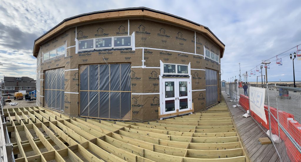 Construction of the future home of the historic Seaside Heights carousel building and boardwalk museum moves along, April 2, 2021. (Photo: Daniel Nee)