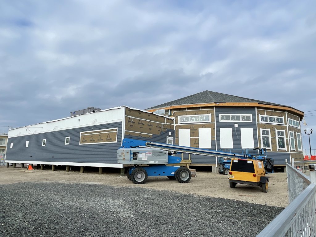 Construction of the future home of the historic Seaside Heights carousel building and boardwalk museum moves along, April 2, 2021. (Photo: Daniel Nee)
