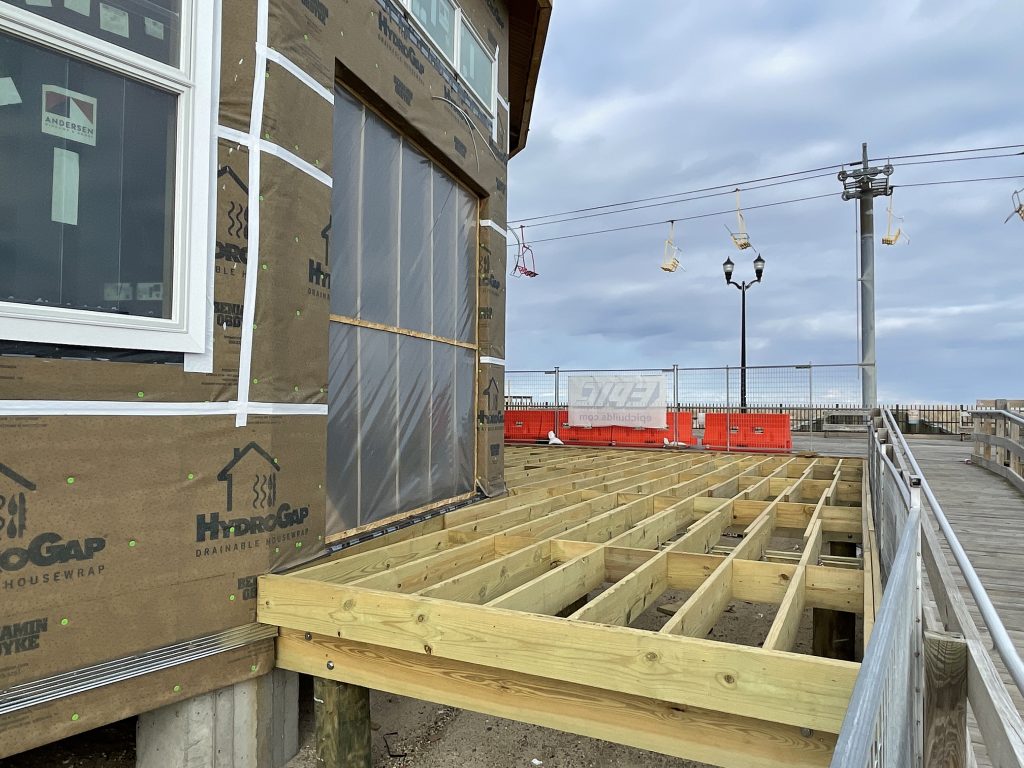 Construction of the future home of the historic Seaside Heights carousel building and boardwalk museum moves along, April 2, 2021. (Photo: Daniel Nee)