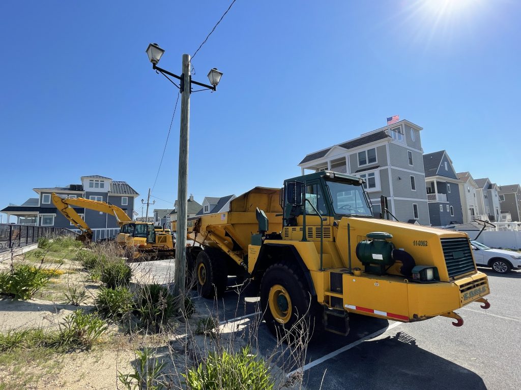 Equipment staged for a second round of repairs in Ortley Beach, June 2021. (Photo: Daniel Nee)