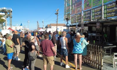 Visitors line up to grab some barbecue at the 2021 Que by the Sea celebration in Seaside Heights, N.J. (Photo: Daniel Nee)