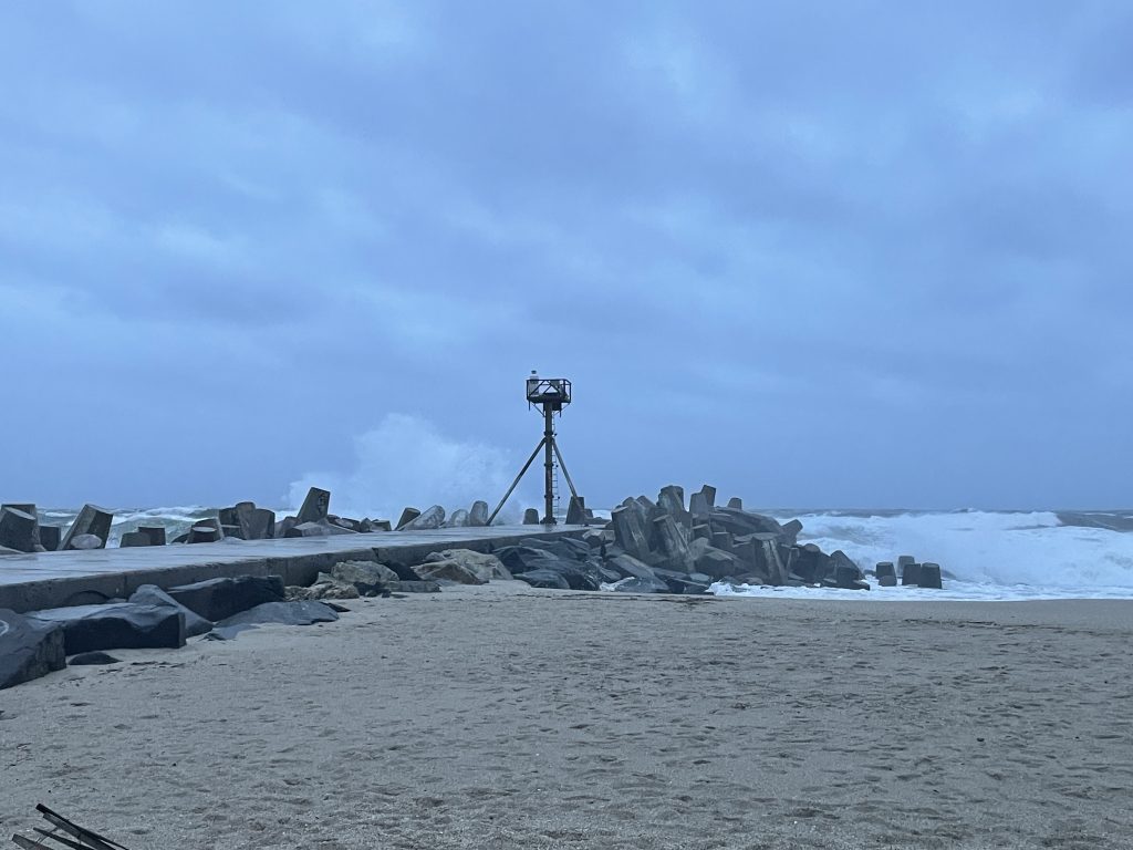 WIld waves crash over the jetties at Manasquan Inlet, Oct. 29, 2021, (Photo: Daniel Nee)