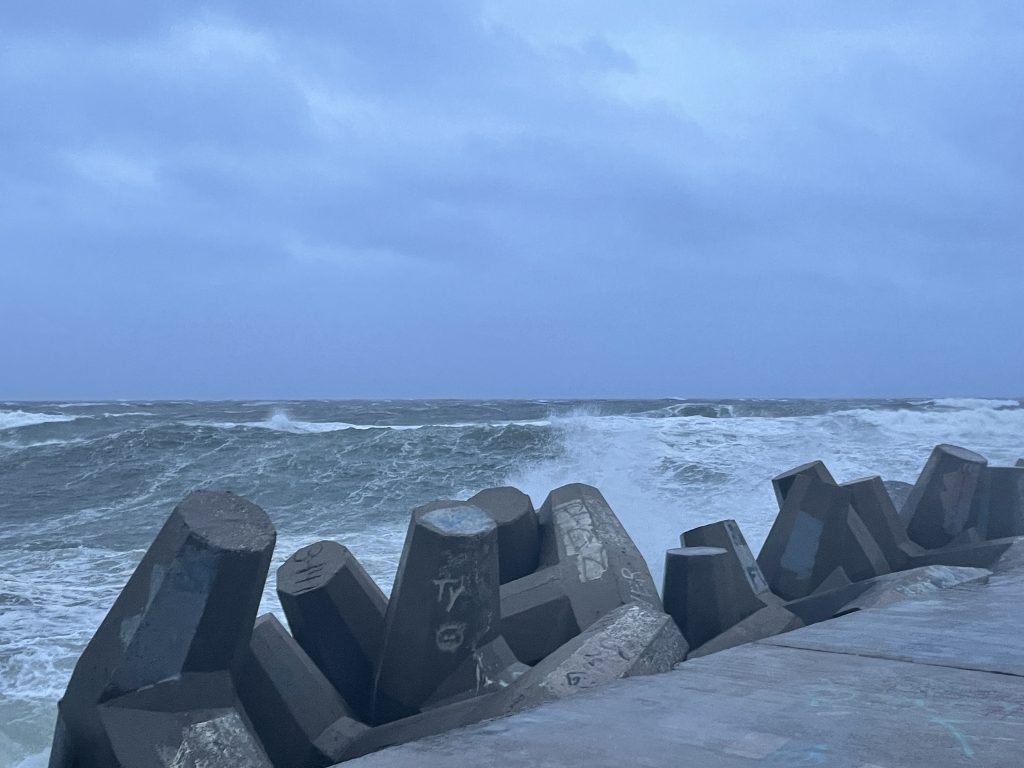 WIld waves crash over the jetties at Manasquan Inlet, Oct. 29, 2021, (Photo: Daniel Nee)