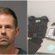 Jeremy Barringer (Photo: Ocean County Jail) and weapons confiscated from him by police (Photo: Mantoloking Police Department).