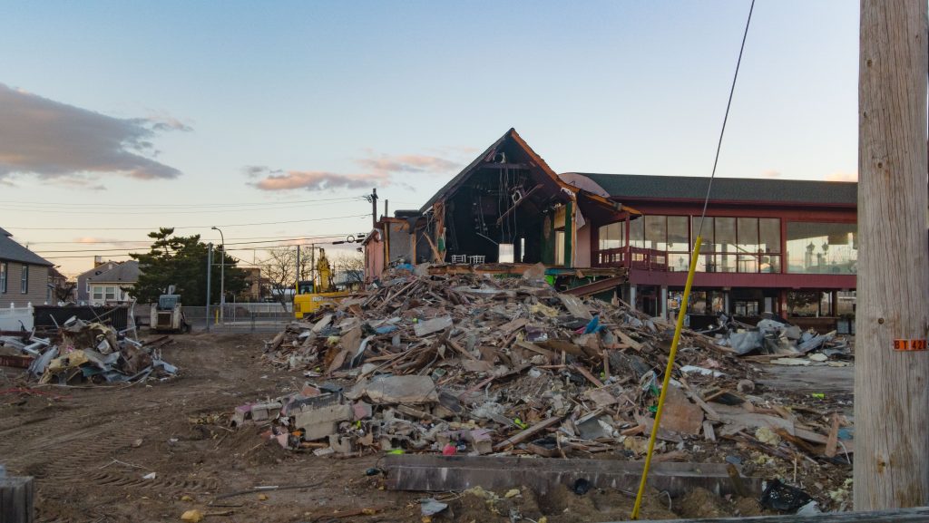 Demolition of the Bamboo nightclub in Seaside Heights continues, Nov. 3, 2021. (Photo: Daniel Nee)