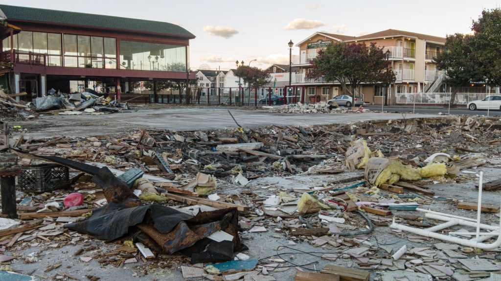 Demolition of the Bamboo nightclub in Seaside Heights continues, Nov. 3, 2021. (Photo: Daniel Nee)