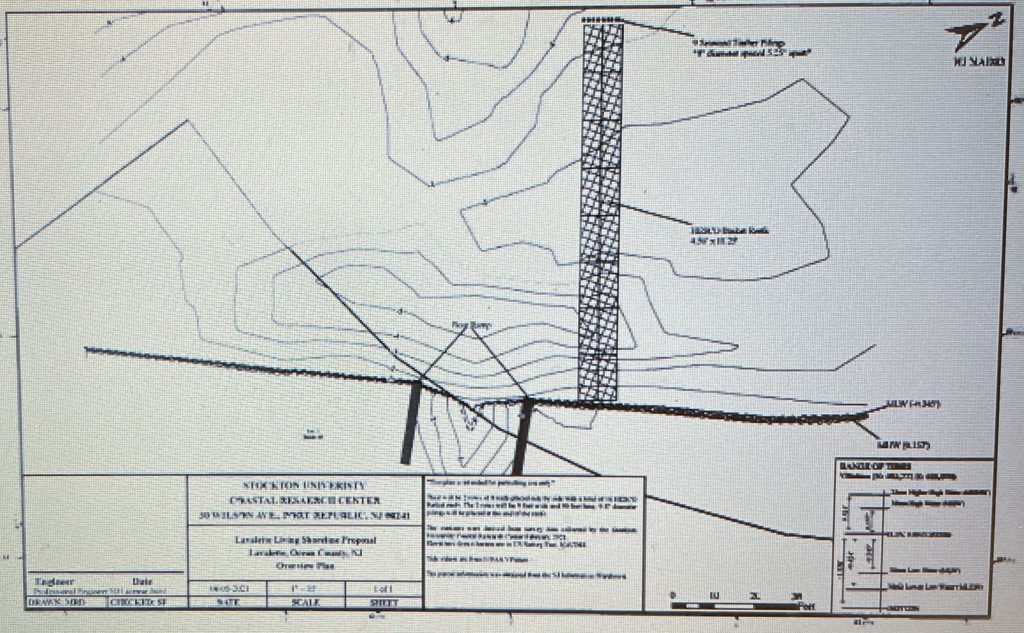 A rough sketch of the plan for an oyster reef off Lavallette. (Photo: Daniel Nee/Lavallette Borough)
