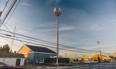 A temporary 72-foot tall communications tower slated to be replaced by a 96-foot tower. (Photo: Daniel Nee)