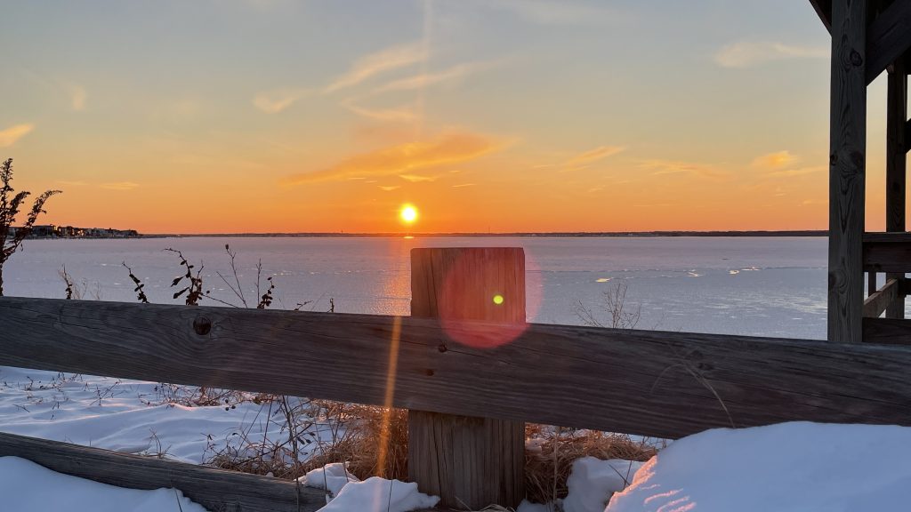 A fiery sunset on Barnegat Bay following the Jan. 2022 nor'easter, Jan. 31, 2022. (Photo: Daniel Nee)