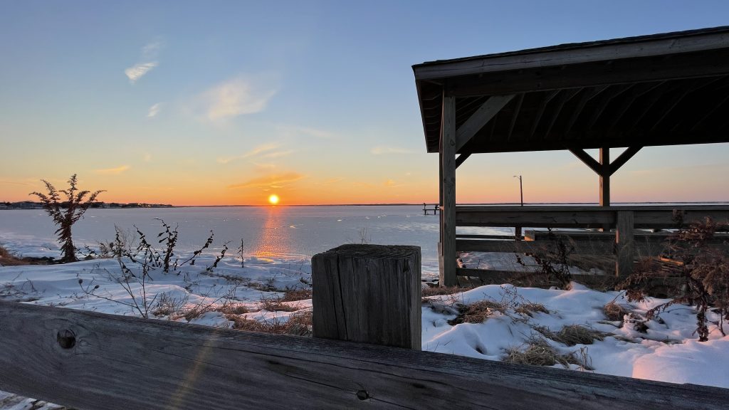 A fiery sunset on Barnegat Bay following the Jan. 2022 nor'easter, Jan. 31, 2022. (Photo: Daniel Nee)