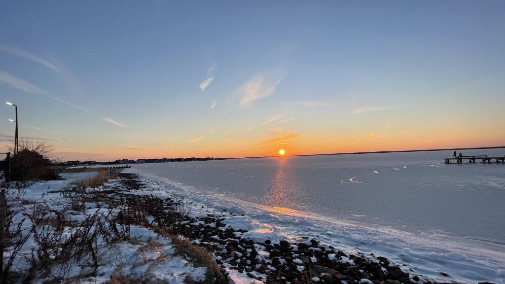 A fiery sunset on Barnegat Bay following the Jan. 2022 nor'easter, Jan. 31, 2022. (Photo: Daniel Nee)